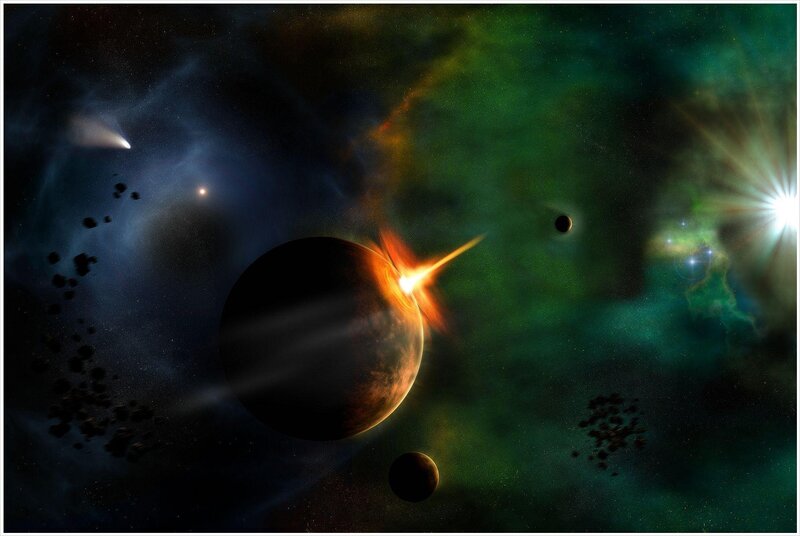 Cosmic collision in deep space