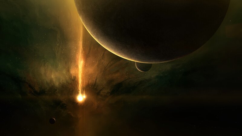 Cosmic collision in deep space