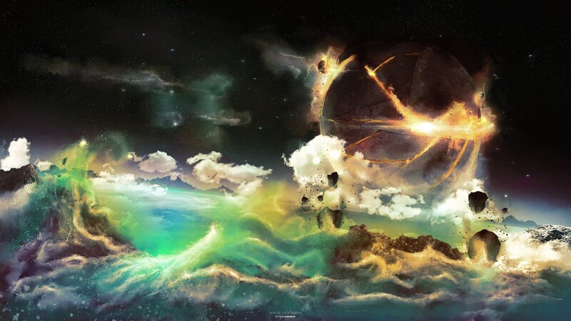 Cosmic Collision Over a Planet