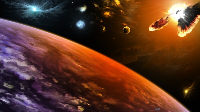 Cosmic collision over alien planet