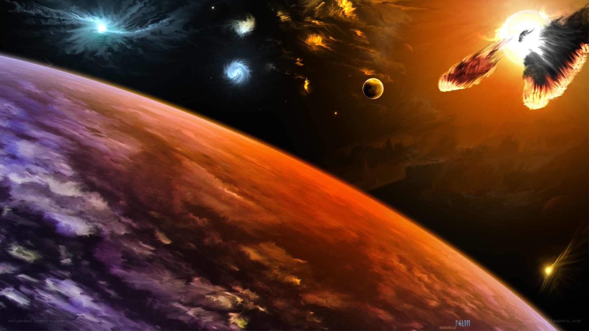 Cosmic collision over alien planet