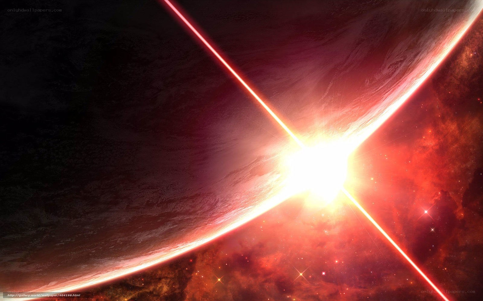 Cosmic collision over planet