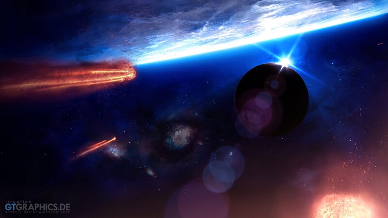 Cosmic collision over planet
