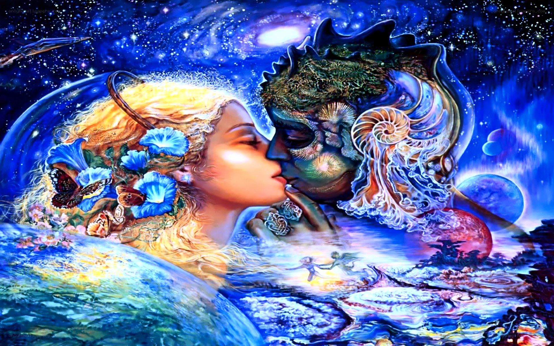 cosmic couple kissing
