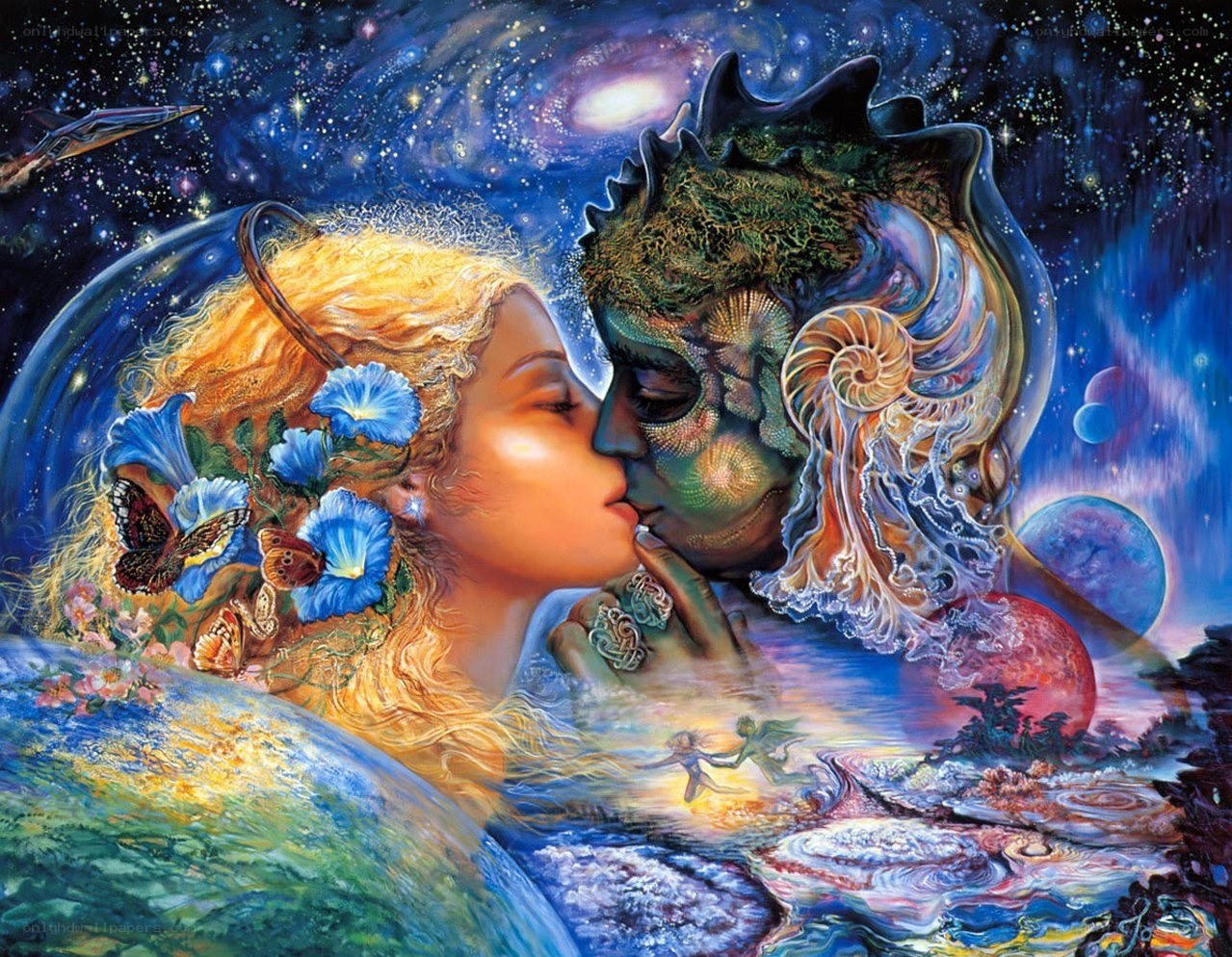 Cosmic couple kissing