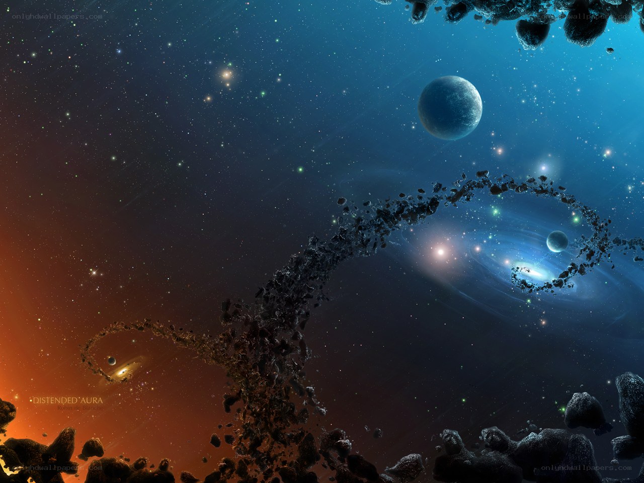Cosmic debris field in space