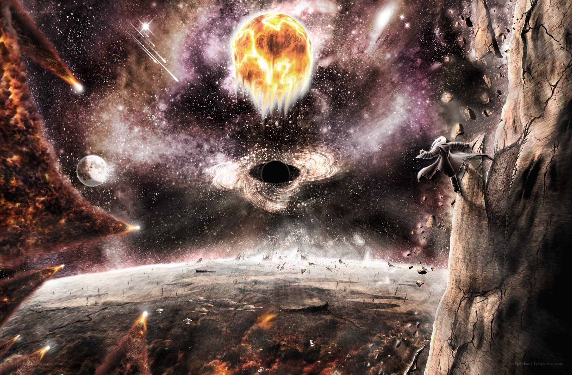 Cosmic destruction scene