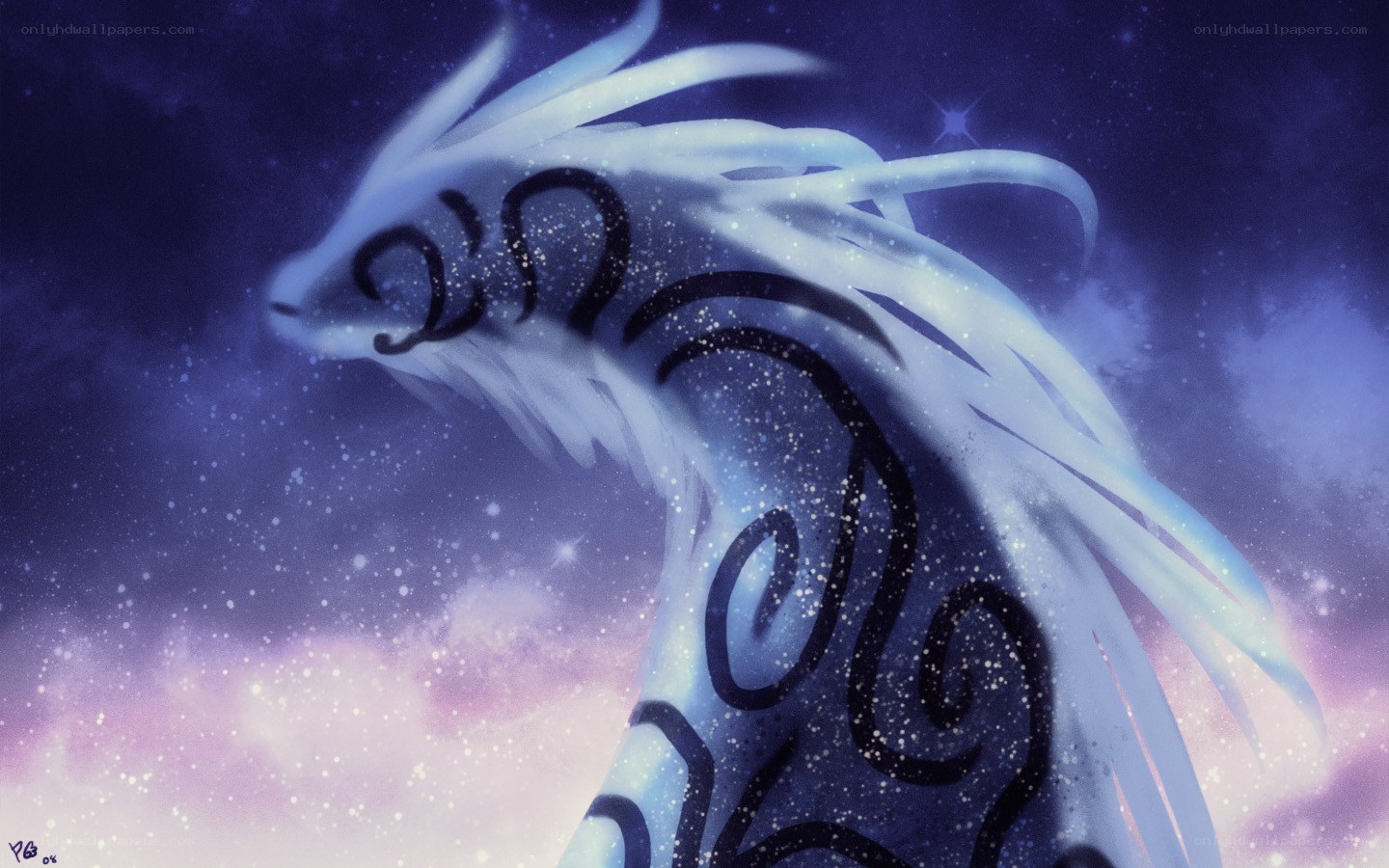 cosmic dragon in starry sky