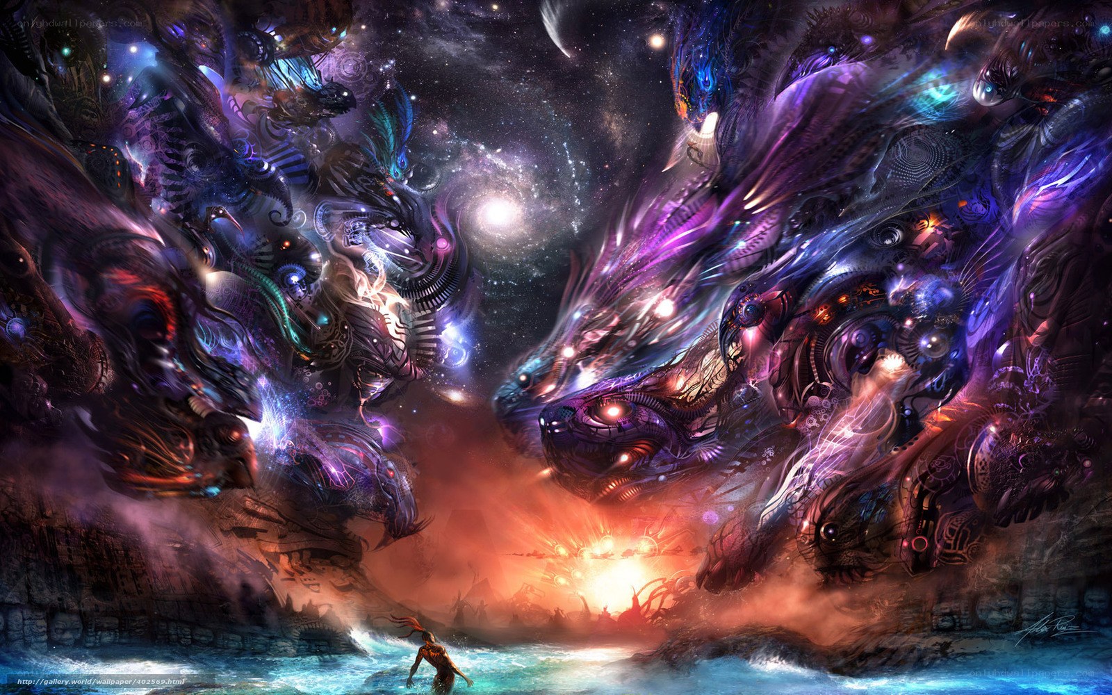 Cosmic Dragons in Battle