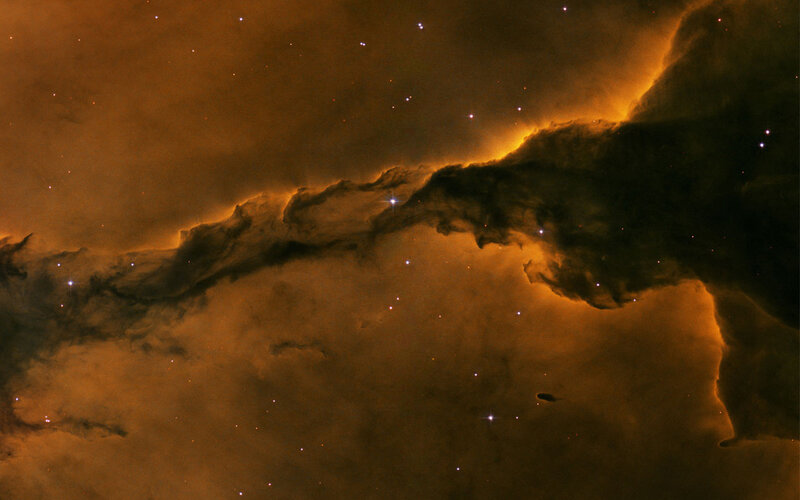 Cosmic Dust Cloud — Orange, Dramatic, Night, Photograph, Stars