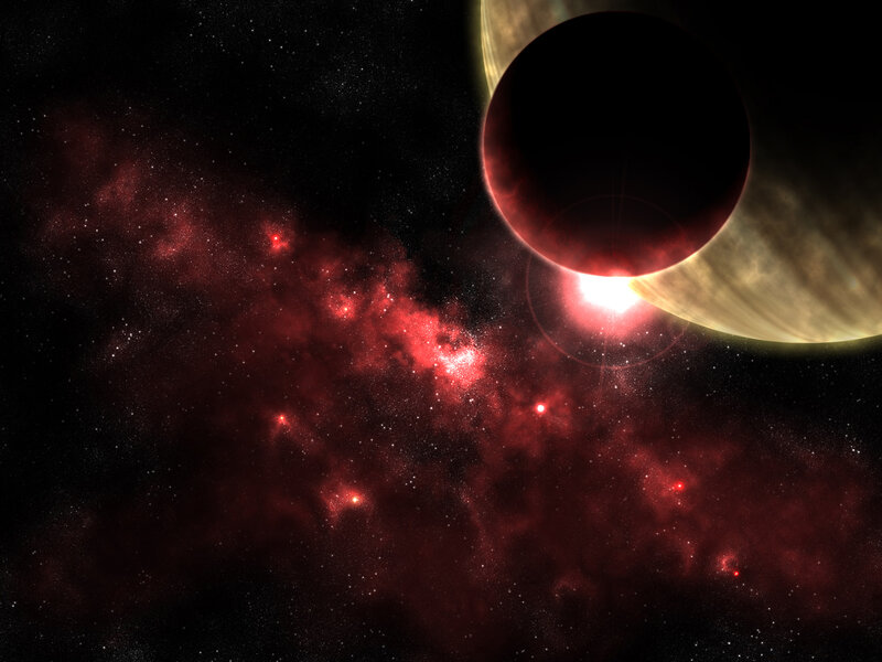 Cosmic eclipse with nebula