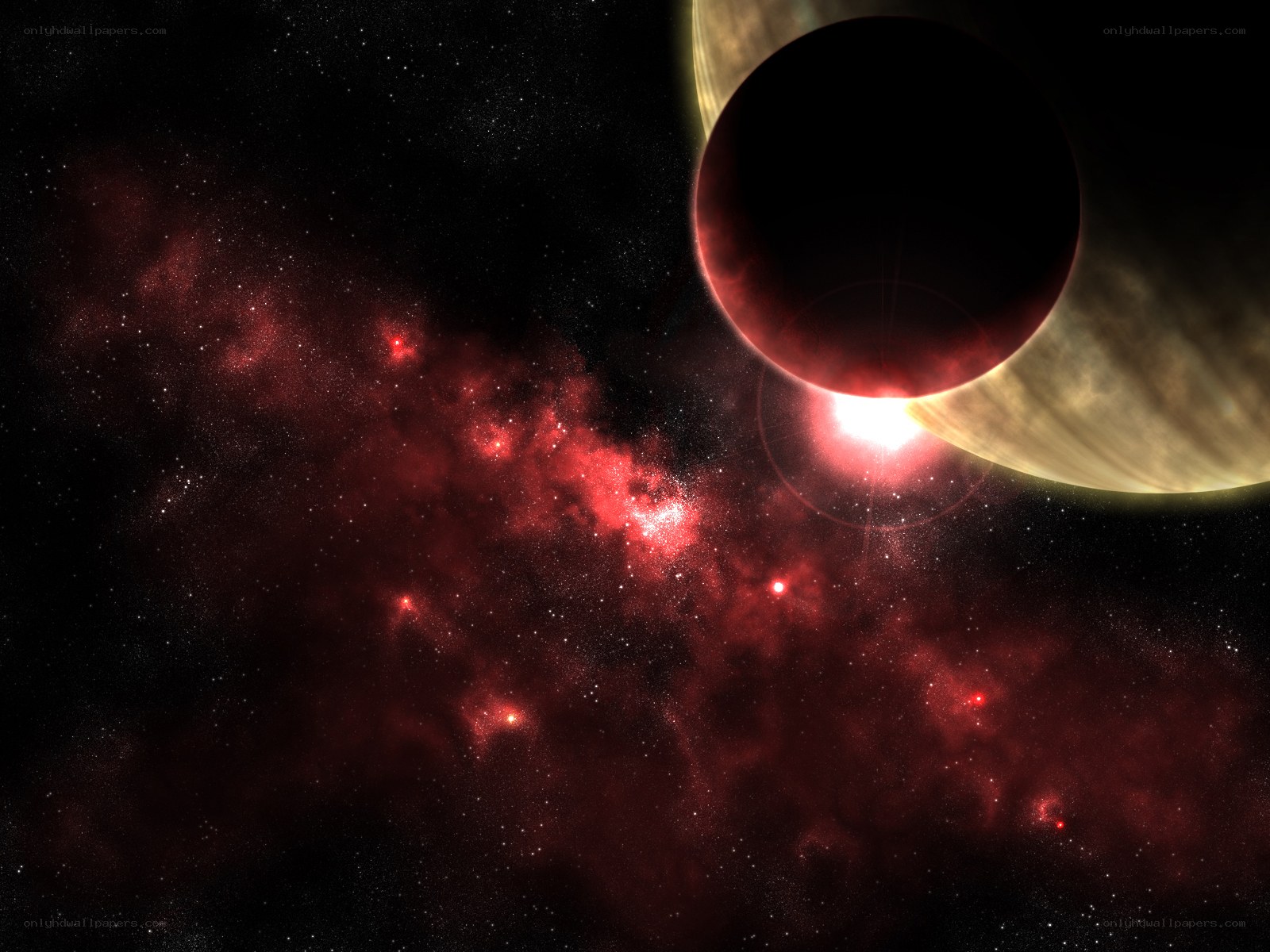 Cosmic eclipse with nebula