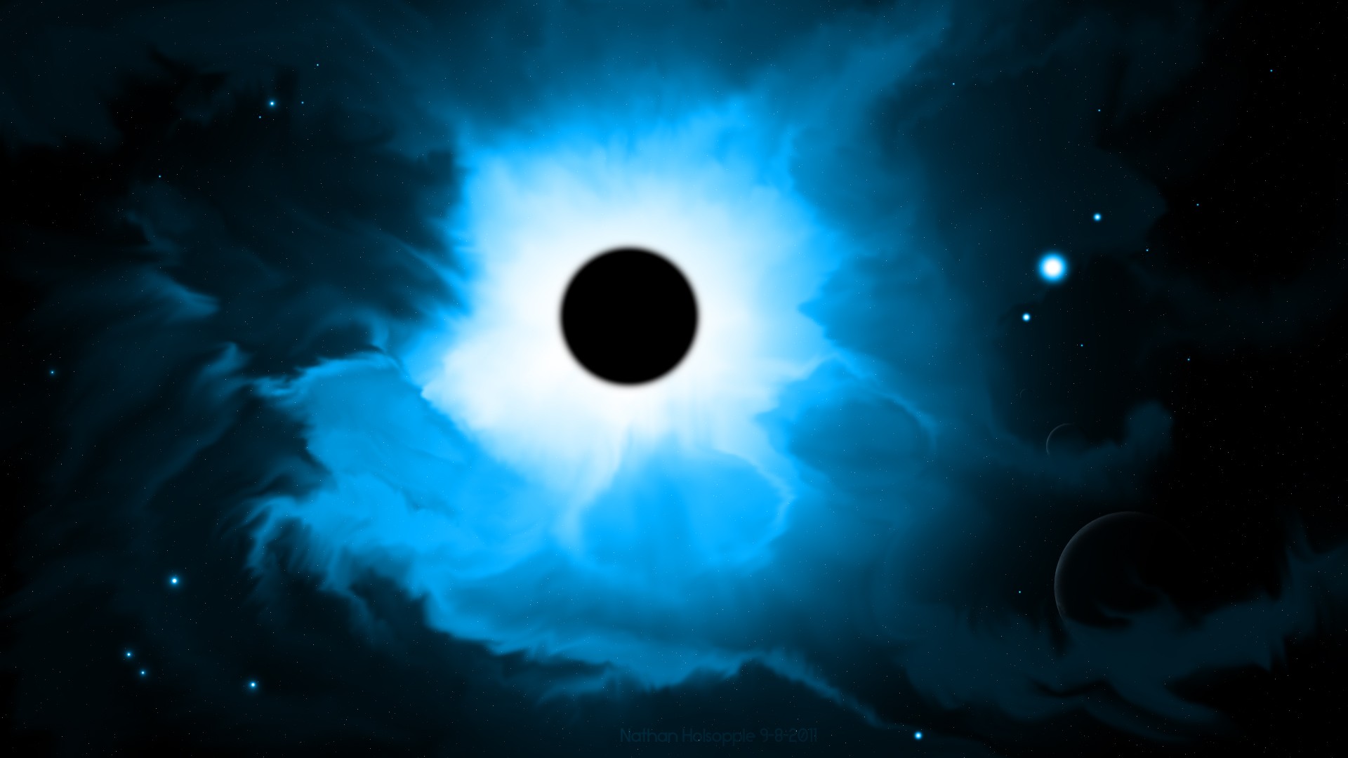 cosmic eclipse with nebula