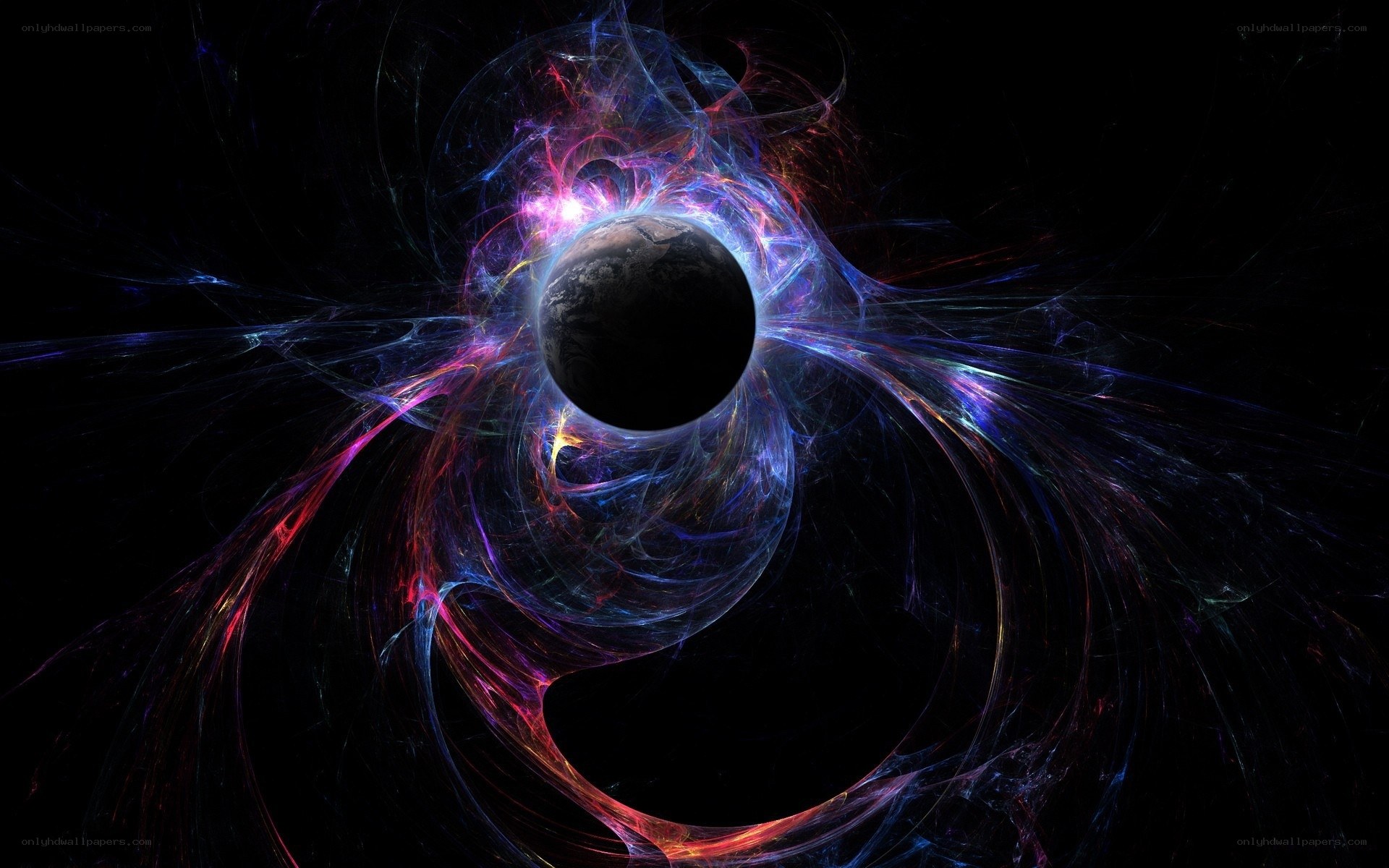 Cosmic energy swirl around planet