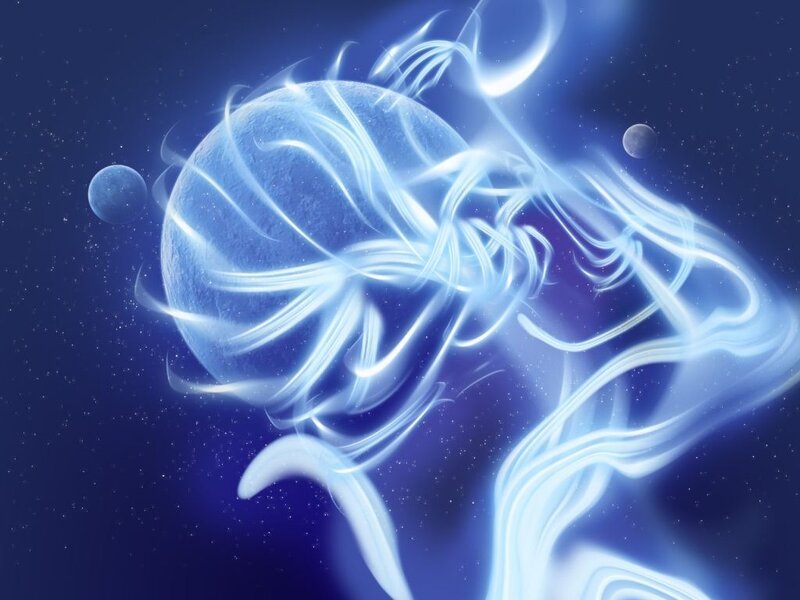 Cosmic energy swirls around planet
