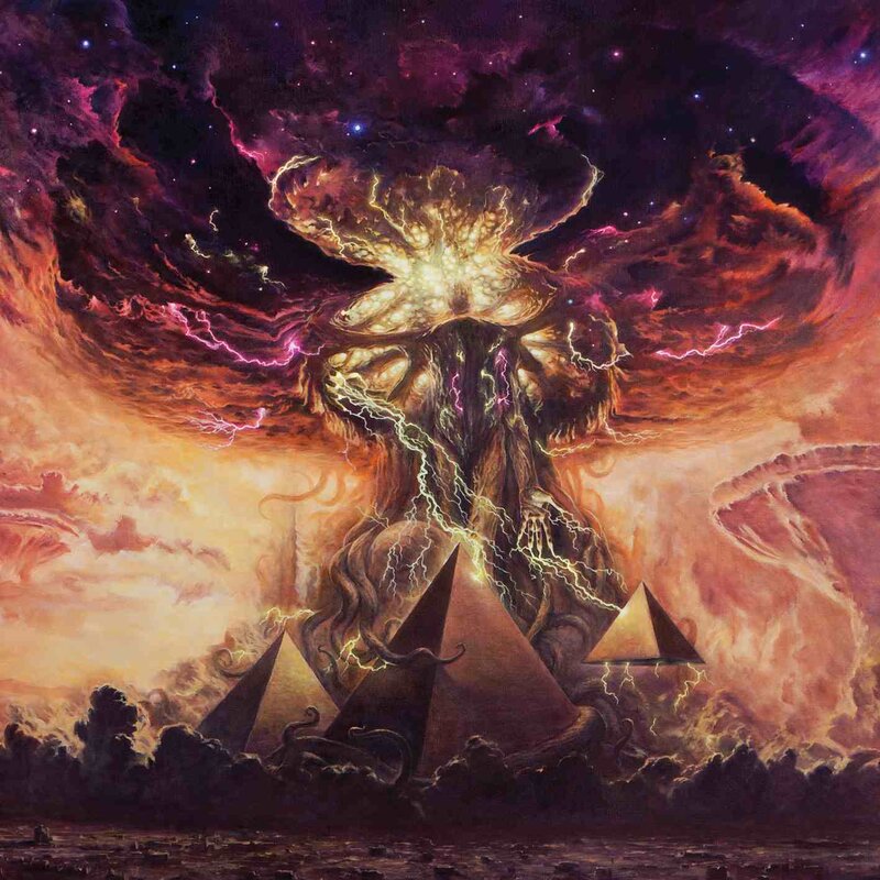 Cosmic entity over pyramids