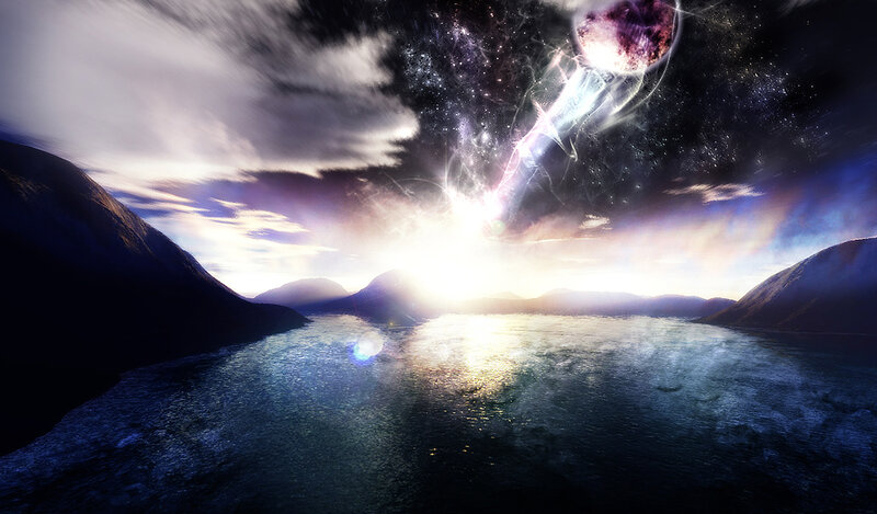 cosmic event over a lake