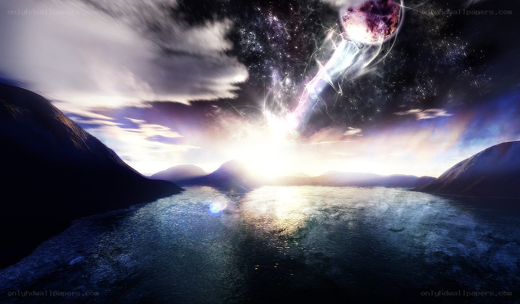 cosmic event over a lake