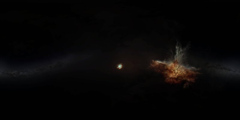 Cosmic Explosion in Space — Black