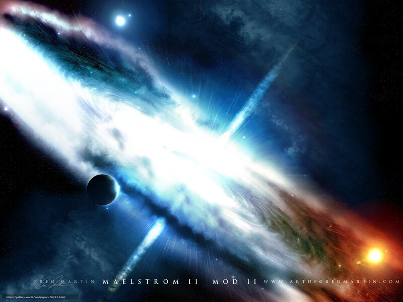 Cosmic Explosion in Space — Blue, Dramatic, Digital Art
