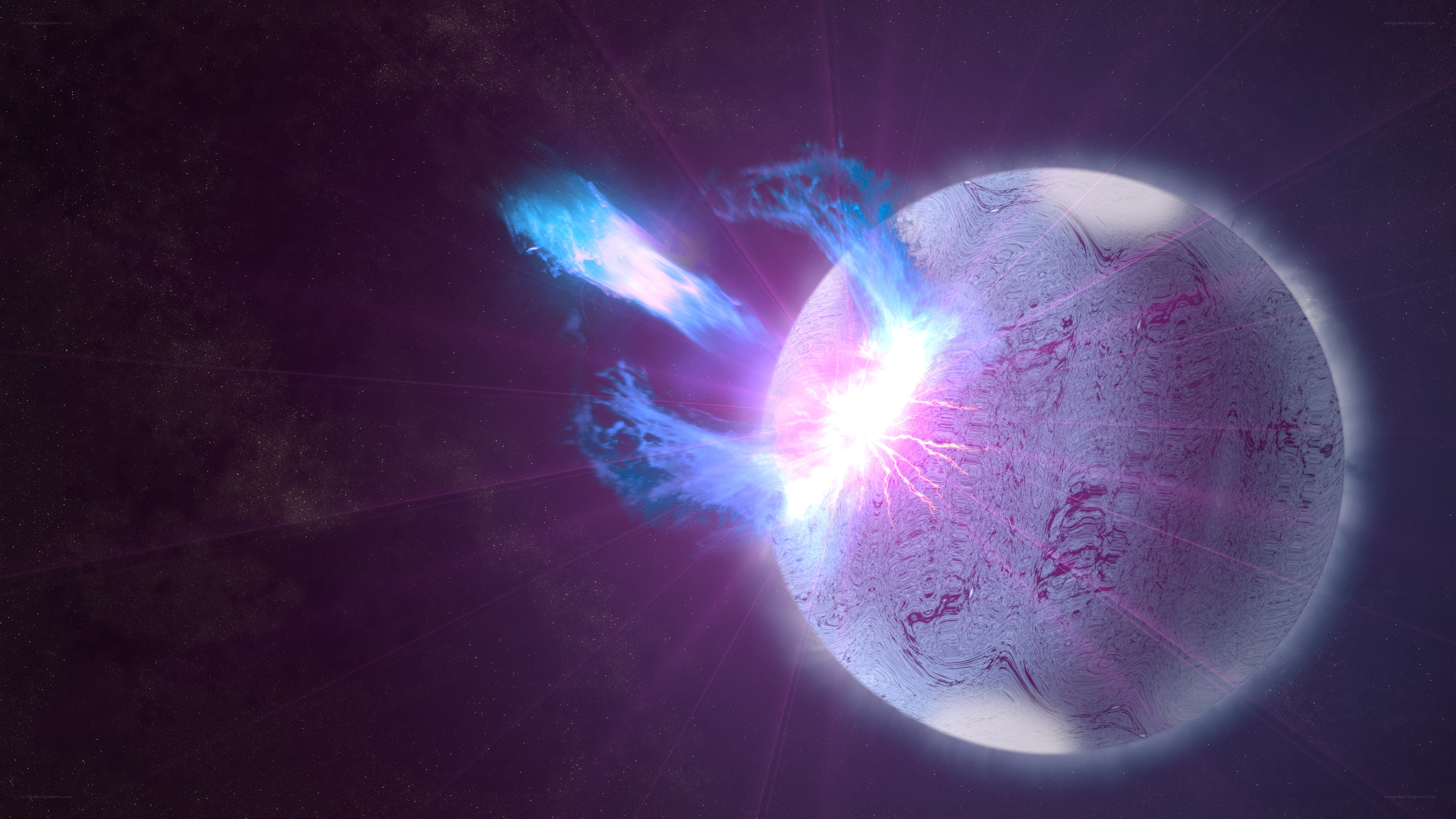 Cosmic explosion on a planet