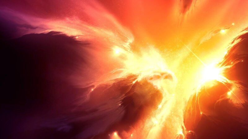 Cosmic Explosion — Orange, Dramatic, Digital Art