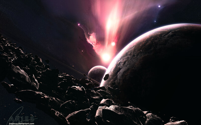 Cosmic explosion over alien planet