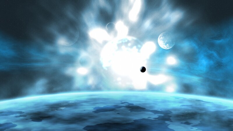 cosmic explosion over planet