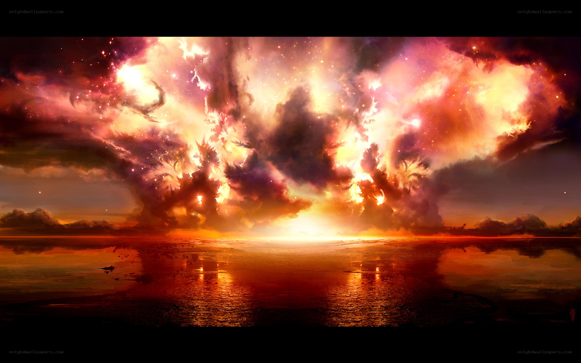 Cosmic Explosion Over Water