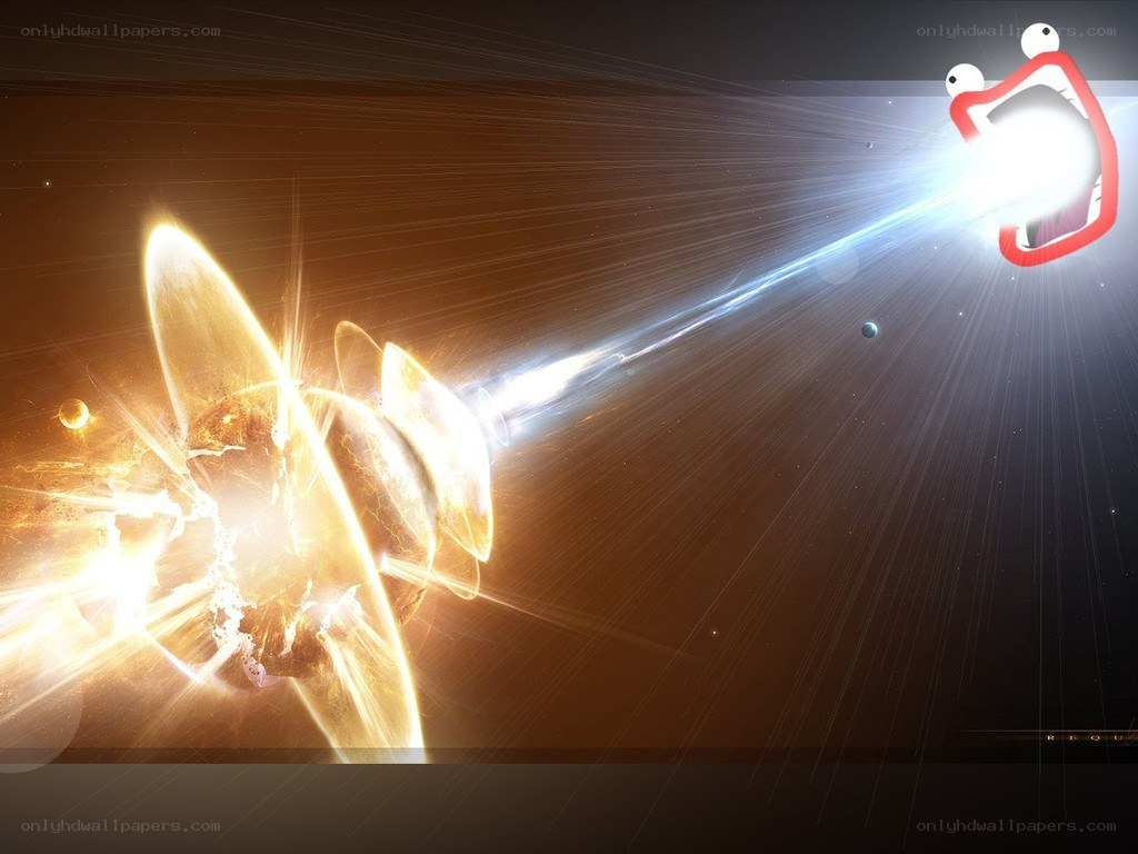 Cosmic explosion with cartoon mouth