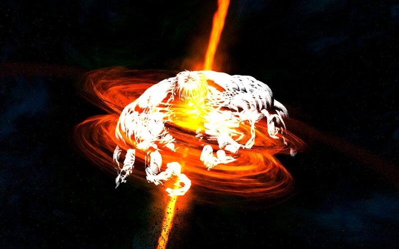 cosmic explosion with figure