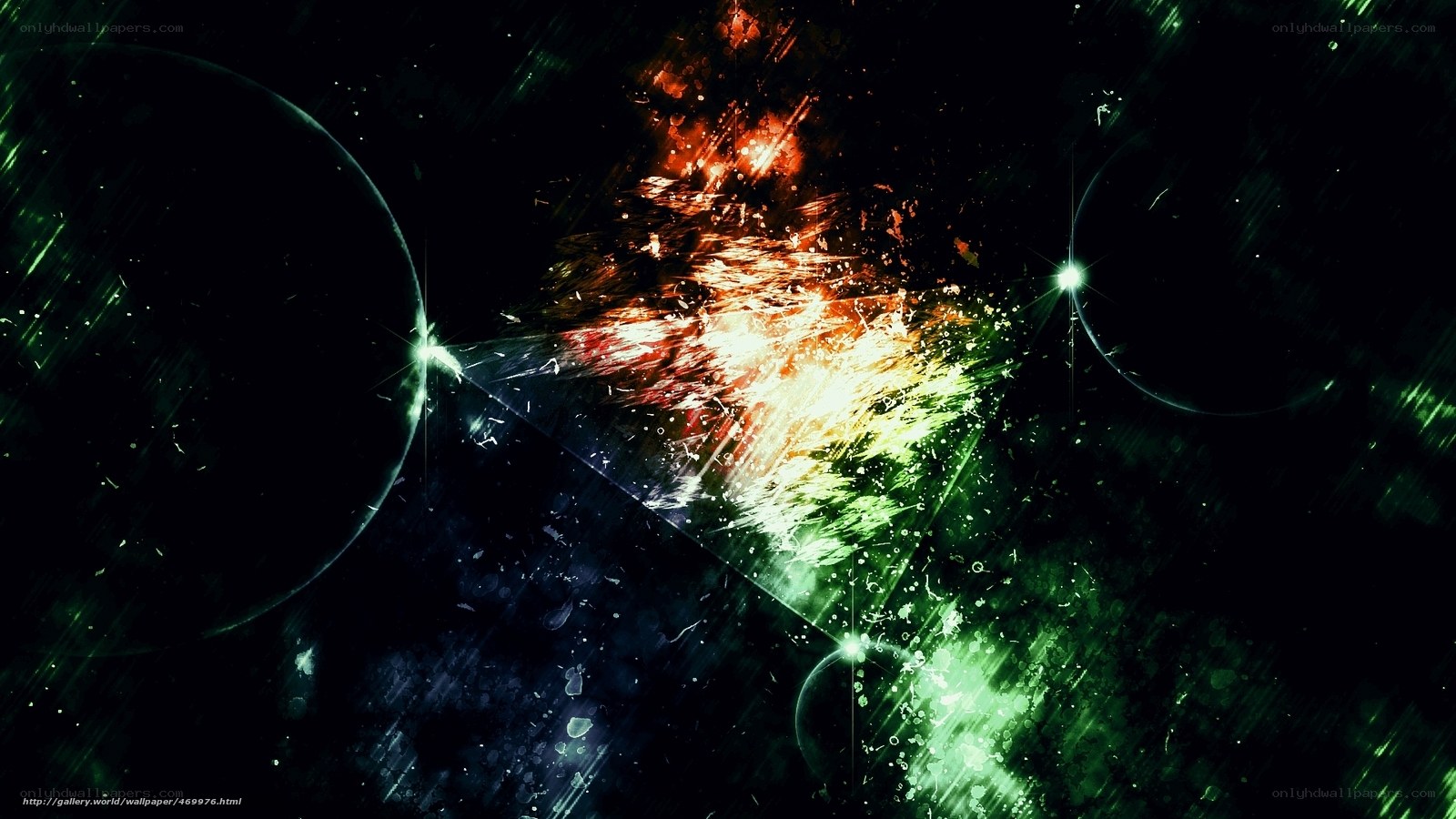 Cosmic explosion with green light