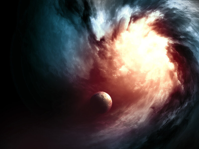 Cosmic explosion with planet
