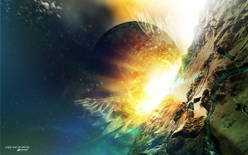 cosmic explosion with wings