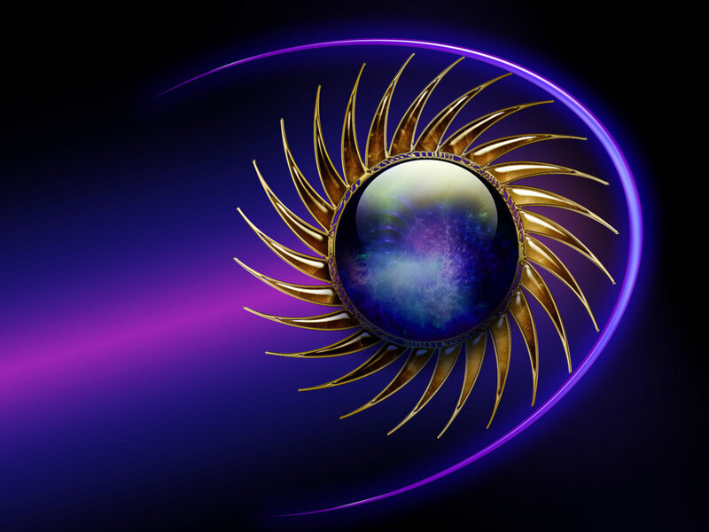 cosmic eye with golden spikes