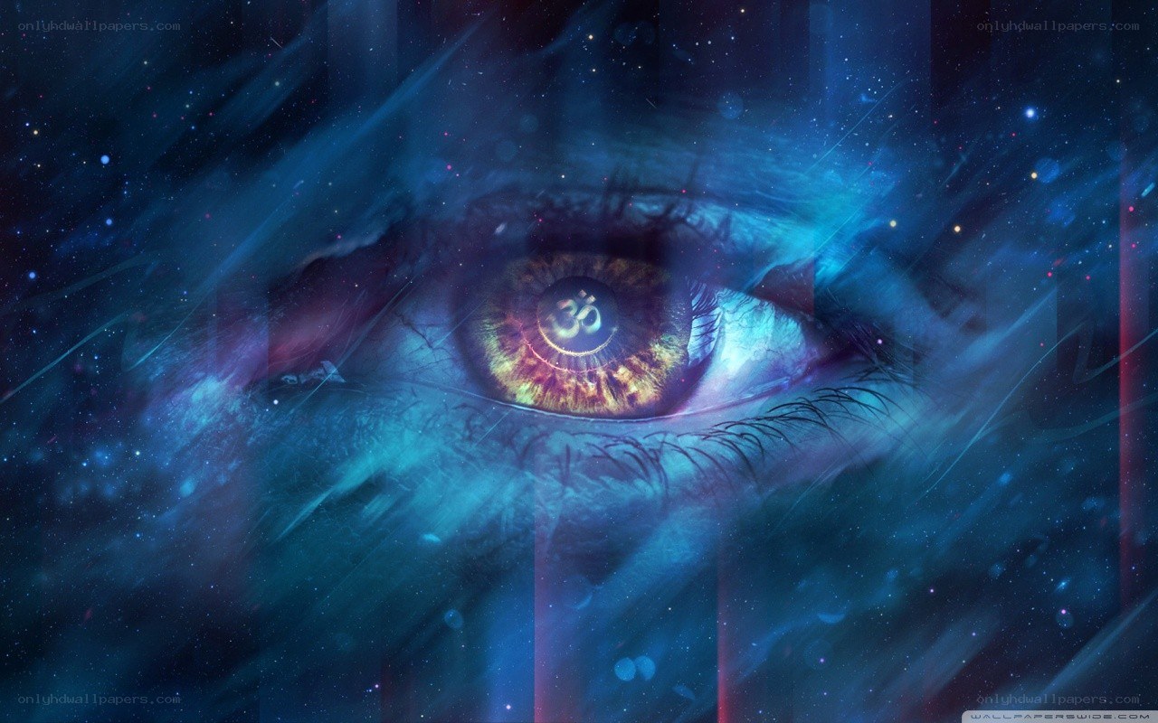cosmic eye with om symbol