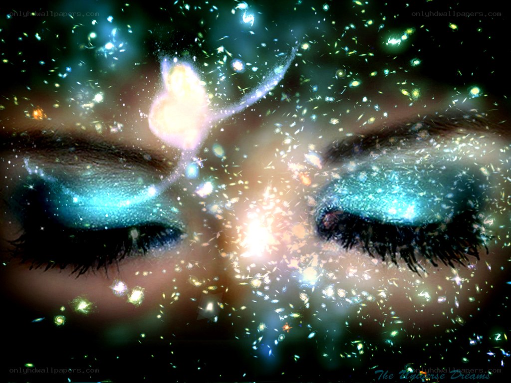 Cosmic eyes with glowing particles