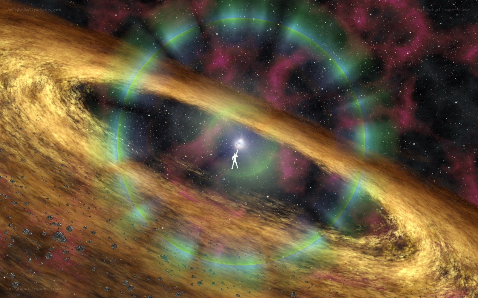 cosmic figure in nebula