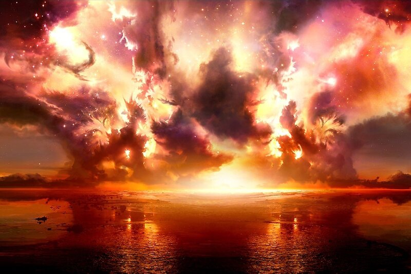Cosmic Fire Over Water
