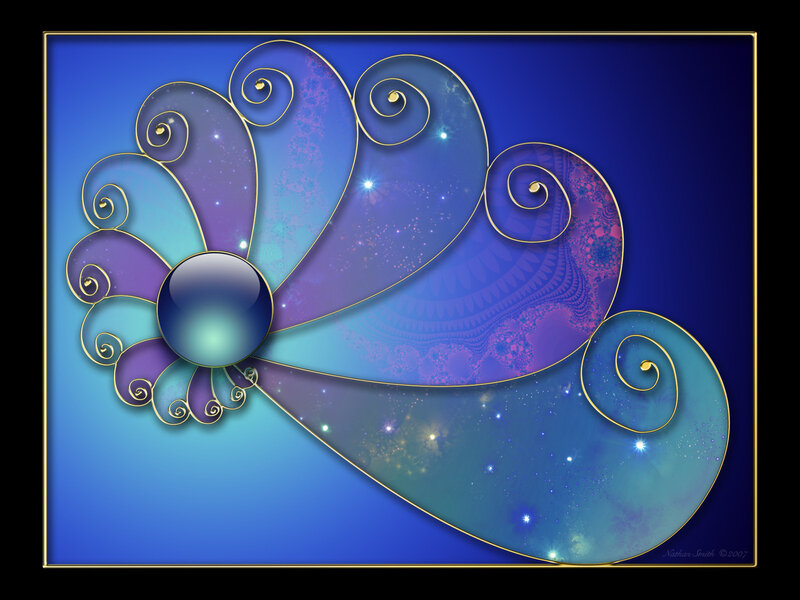 Cosmic floral design with gem