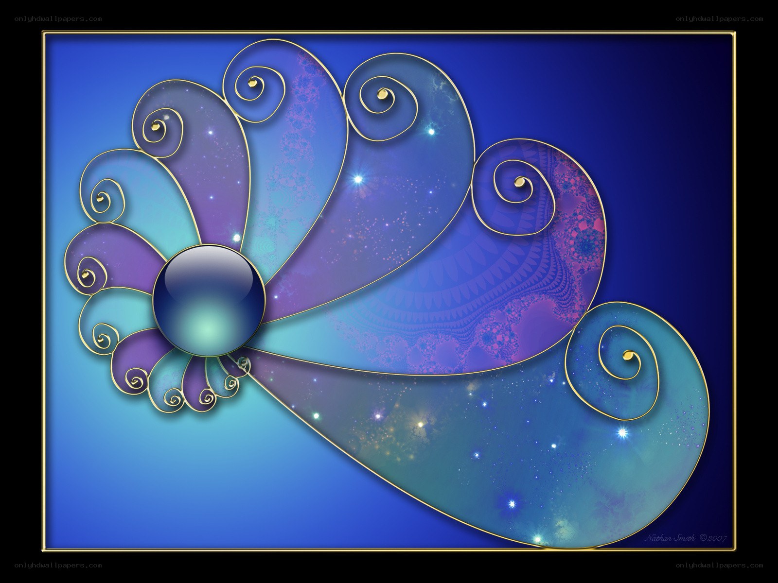 Cosmic floral design with gem