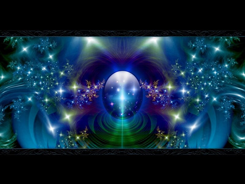 cosmic fractal with glowing orb
