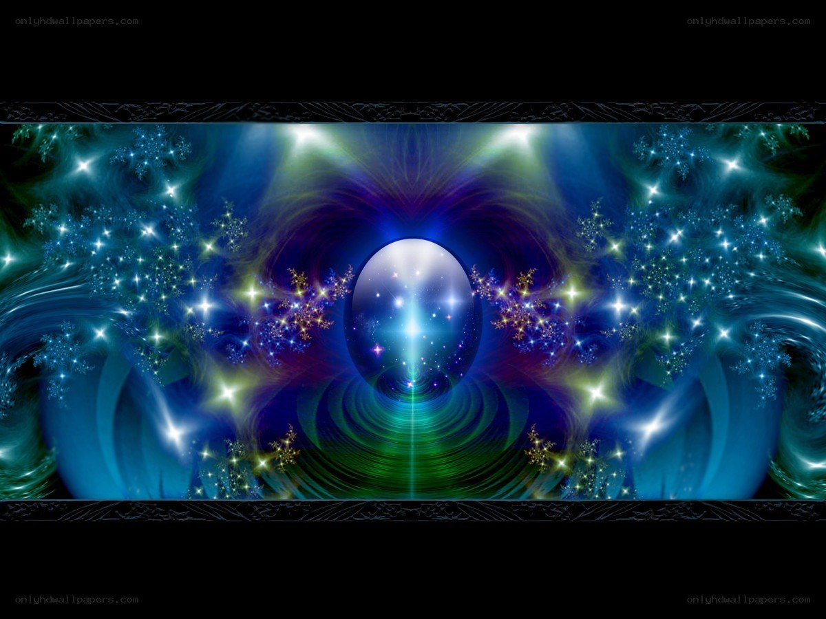 cosmic fractal with glowing orb