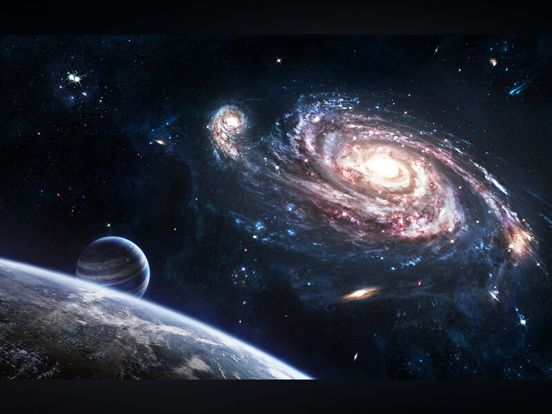 Cosmic galaxy and planets