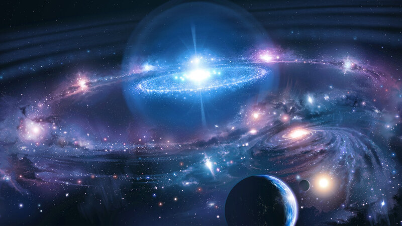 Cosmic galaxy and planets
