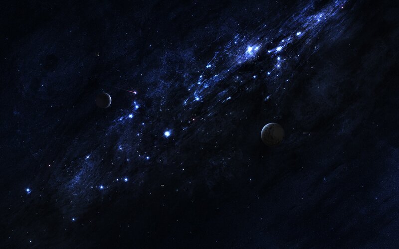 Cosmic galaxy with planets