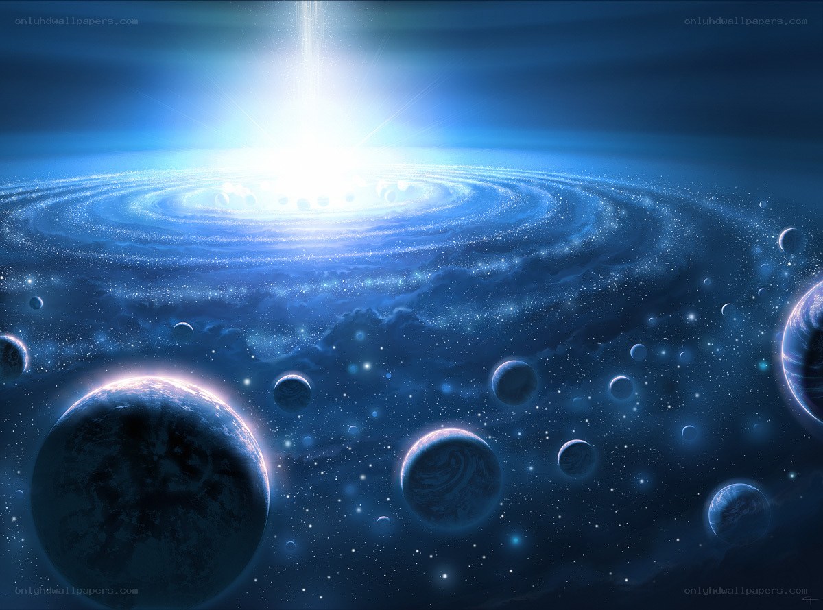 Cosmic galaxy with planets