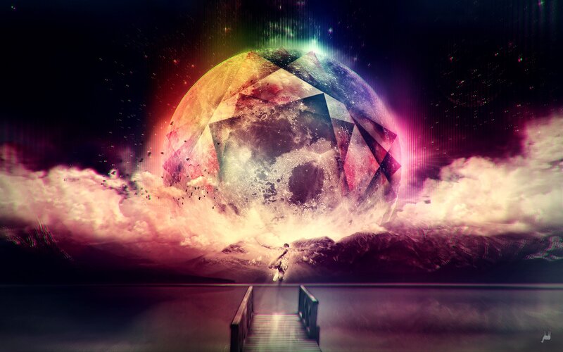 Cosmic gem over clouds