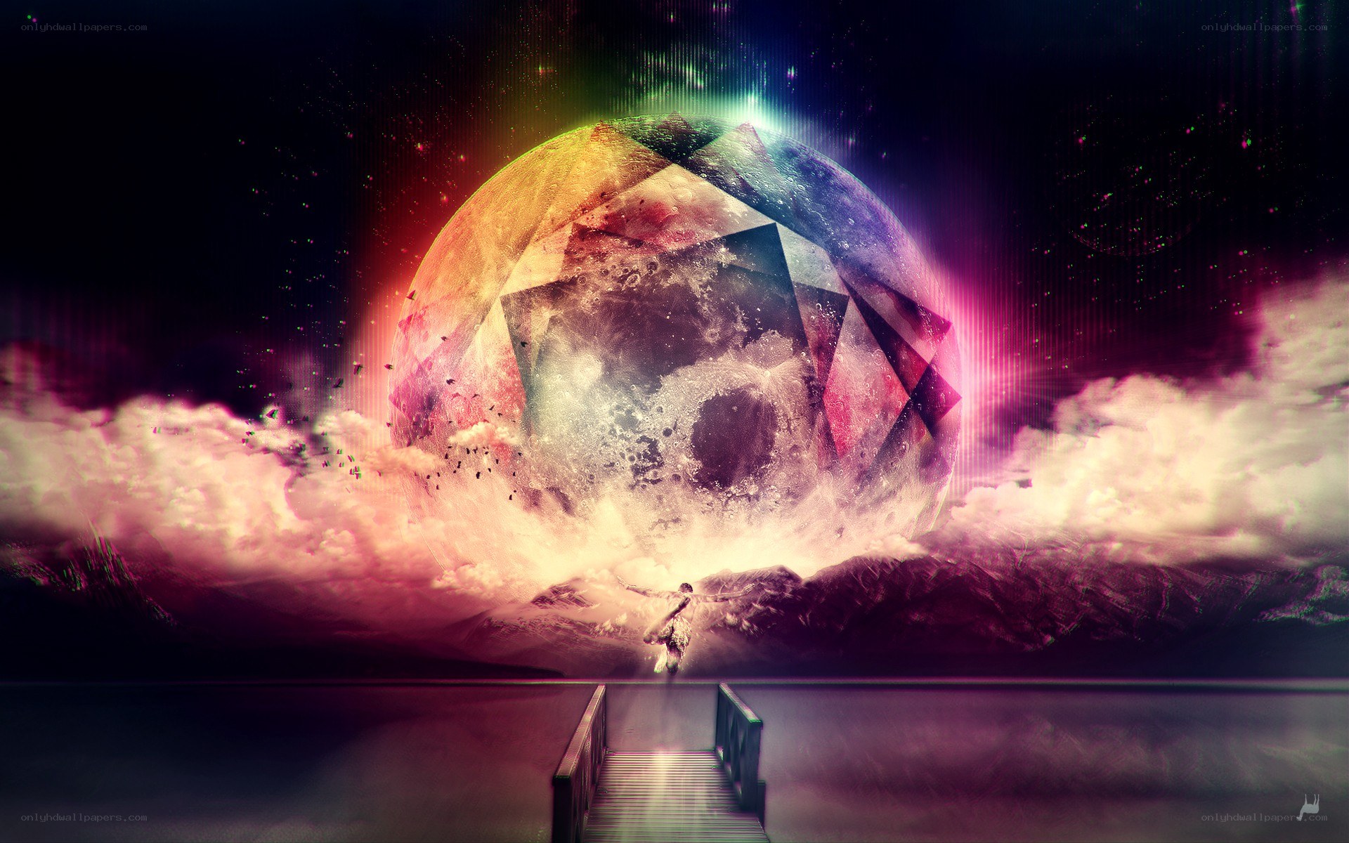Cosmic gem over clouds