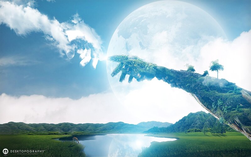 cosmic hand reaching earth
